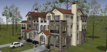 古典歐式地中海風(fēng)格別墅度假村su模型設(shè)計模型下載